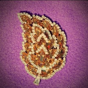 Vintage Amber Leaf Brooch